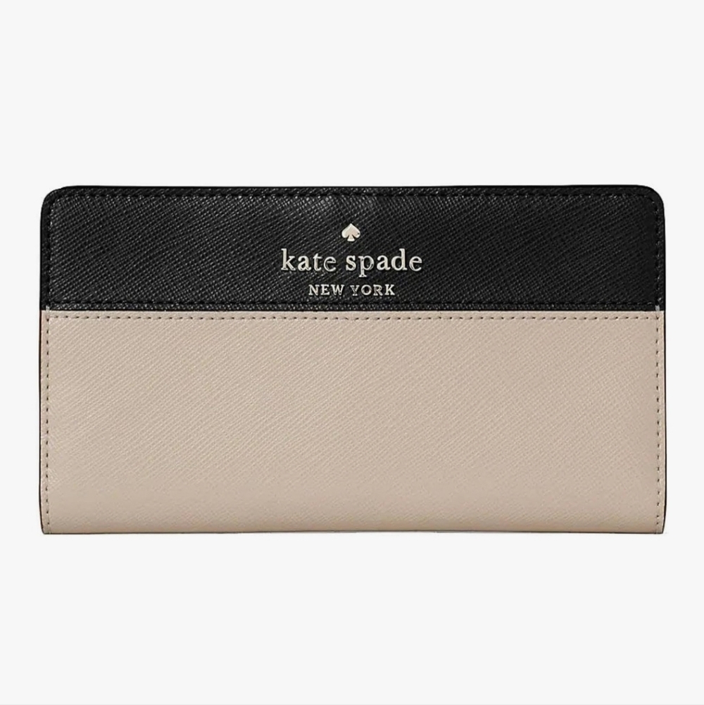 NWT Kate Spade Black and Cream Women's Wallet